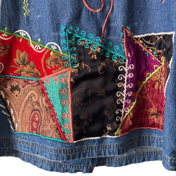 INDIGO MOON Blazer Jacket Vintage Artsy Art-To-Wear Western Cowgirl Rodeo Sz L - Picture 5 of 7